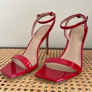 Sam Edelman Ruby Red Patent Orchid Strappy Heels Size 9